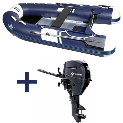Hibo PRO Rubberboot Style Donkerblauw/Wit 3.60 Met Buitenboordmotor Tohatsu