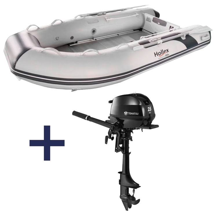 Hollex by Hibo Rubberboot 2.45 Aluminium Lichtgrijs Met Buitenboordmotor Tohatsu