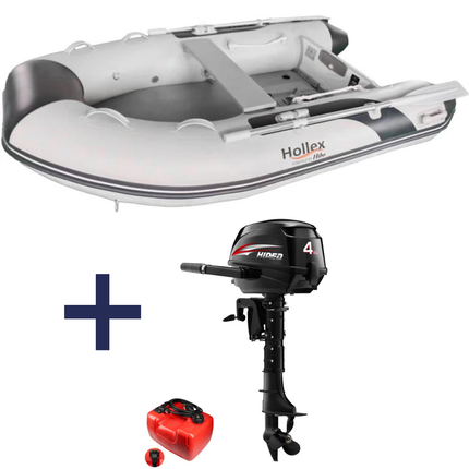 Hollex by Hibo Rubberboot 2.65 Airdeck Lichtgrijs Met Buitenboordmotor Hidea