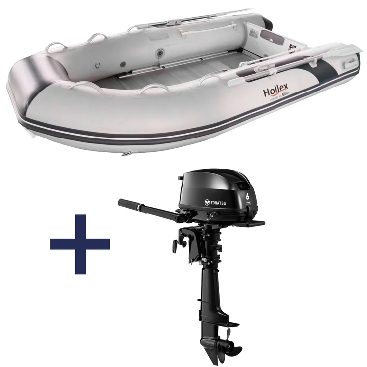 Hollex by Hibo Rubberboot 3.00 Aluminium Lichtgrijs Met Buitenboordmotor Tohatsu