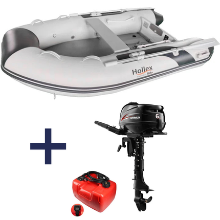 Hollex by Hibo Rubberboot 3.00 Airdeck Lichtgrijs Met Buitenboordmotor Hidea