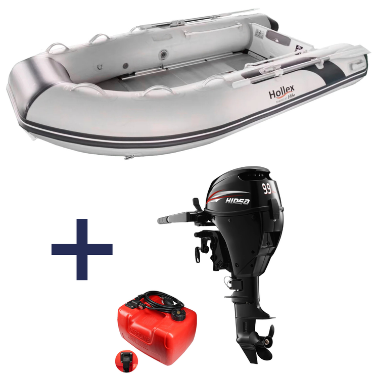 Hollex by Hibo Rubberboot 3.30 Aluminium Lichtgrijs Met Buitenboordmotor Hidea