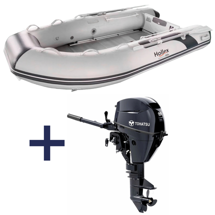 Hollex by Hibo Rubberboot 3.30 Aluminium Lichtgrijs Met Buitenboordmotor Tohatsu