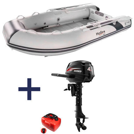 Hollex by Hibo Rubberboot 2.45 Aluminium Lichtgrijs Met Buitenboordmotor Hidea